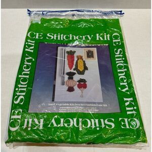 Vintage 1981 CE Creative Expressions Stitchery Kit Vegetable Kitchen Set #5607